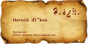 Hornik Ákos névjegykártya